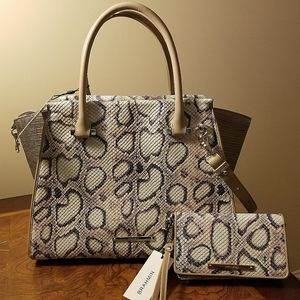 Brahmin Priscilla Pearl Lummus Leather Satchel with Matching Wallet